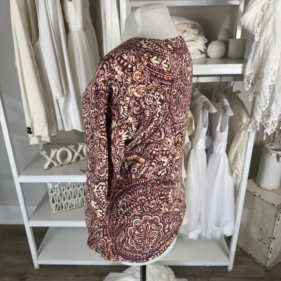Liz Claiborne Women's Size XL Brown Paisley Print 3/4 Sleeve Blouse #3478 - Picture 8 of 9